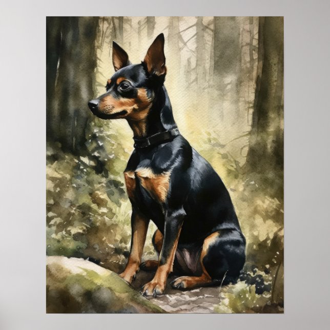Poster d'impression Miniature Pinscher Dog Art (Devant)