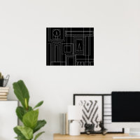 Poster d'impression monochrome Art déco