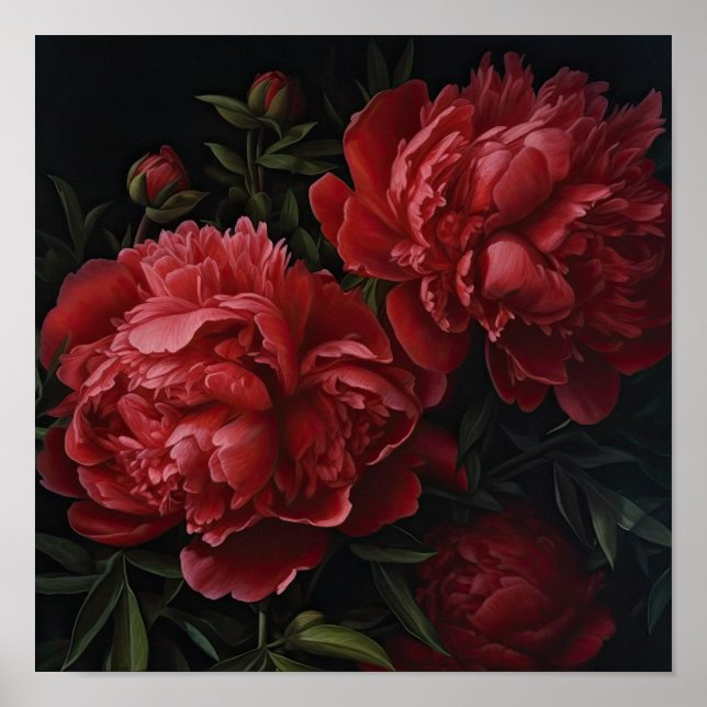 Poster d'impression Red Peonies (Devant)