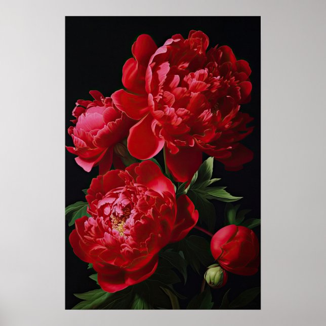 Poster d'impression Red Peonies (Devant)