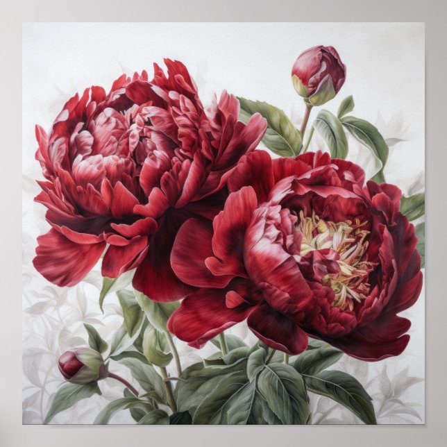 Poster d'impression Red Peonies (Devant)