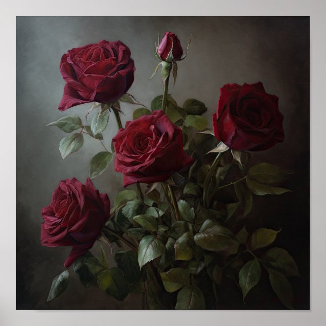 Poster d'impression Red Roses Flower Art (Devant)