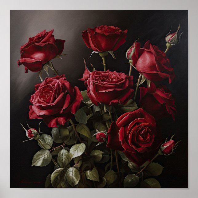 Poster d'impression Red Roses Flower Art (Devant)