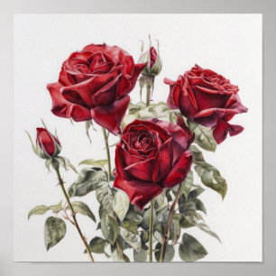 Poster d'impression Red Roses Flower Art