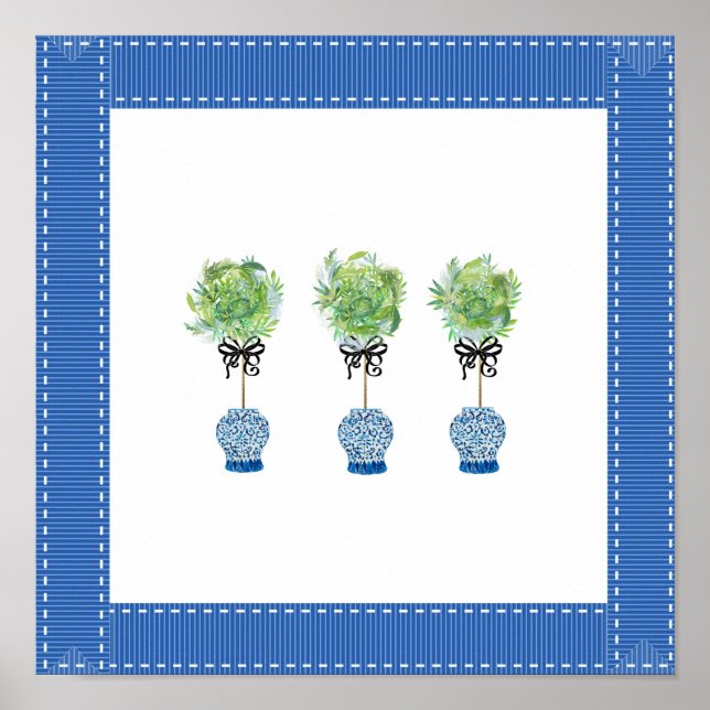 Poster d'impression Topiary Blue and White Ginger  (Devant)