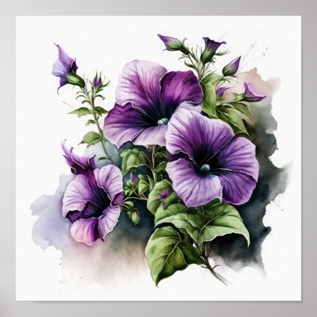 Poster d'impression violet Petunias (Devant)