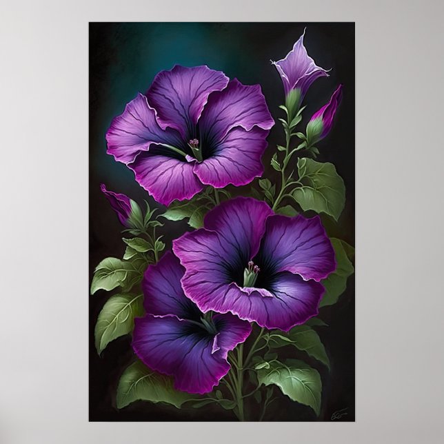 Poster d'impression violet Petunias (Devant)