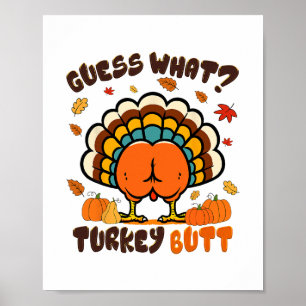 Poster Dinde de poulet drôle de Thanksgiving devine quoi