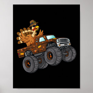 Poster Dinde de Thanksgiving conduisant un camion monstre