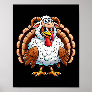 Poster Dinde de Thanksgiving déguisée en mouton humour de