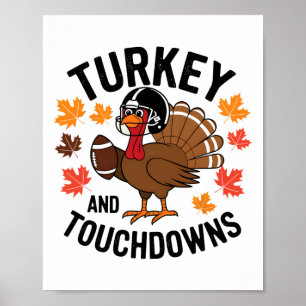 Poster Dinde de Thanksgiving et touchés de football Joueu