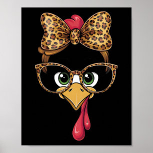 Poster Dinde de Thanksgiving Visage Léopard Gles Femmes F