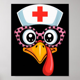 Poster Dinde drôle de visage d'infirmière de nettoyage de