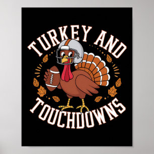 Poster Dinde et touchés drôle de football de Thanksgiving
