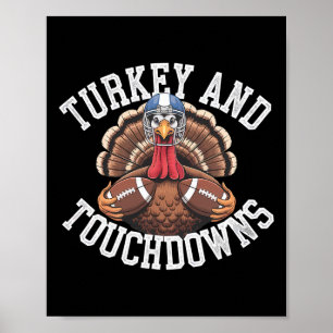 Poster Dinde et touchés drôle de football Thanksgiving 