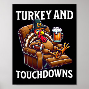 Poster Dinde et touchés Papa de football de Thanksgiving