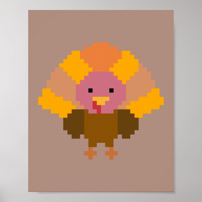 Poster Dinde - Pixel Art (Devant)