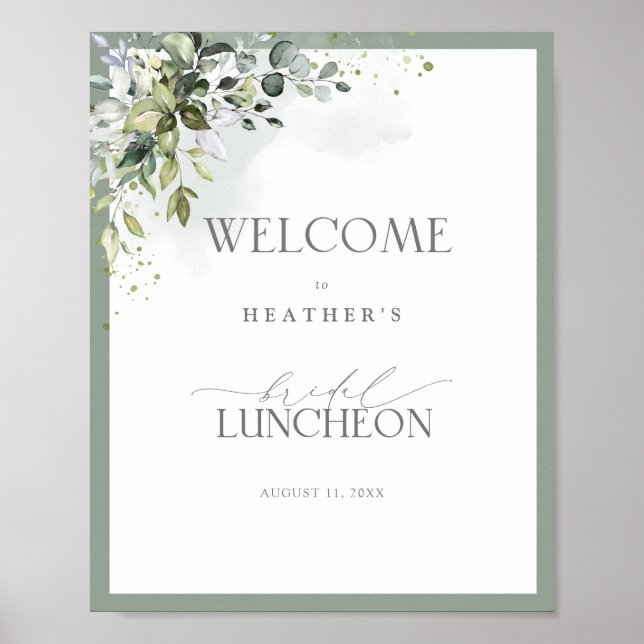 Poster Dîner botanique Dusty Blue Eucalyptus Bienvenue (Devant)