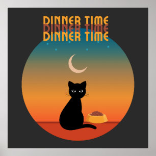Poster Dîner de chats noirs