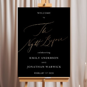Poster Dîner de répétition de calligraphie jaune noir