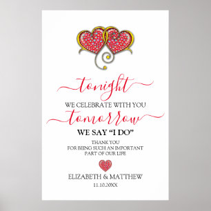 Poster Dîner de répétition de mariage minimaliste élégant