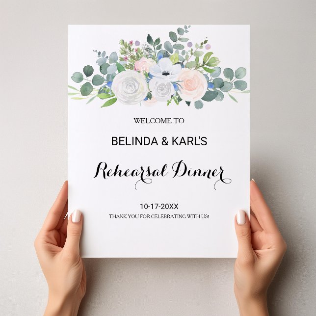 Poster Dîner de répétition Eucalyptus Greenery Bienvenue (Créateur téléchargé)
