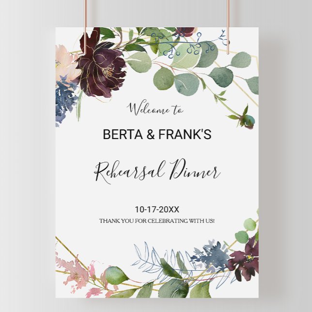 Poster Dîner de répétition Floral de Bourgogne (Créateur téléchargé)