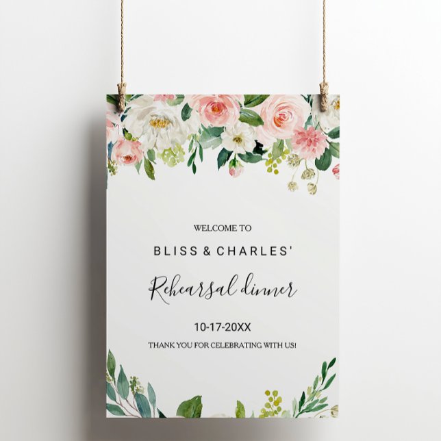 Poster Dîner de répétition florale élégant et verdoyant B (Créateur téléchargé)