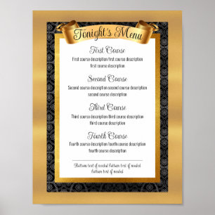 Poster Dîner gastronomique aux Faux or menu de restaurati