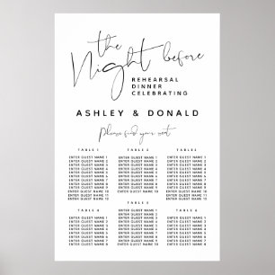 Poster Dîner mariage Cartes de places