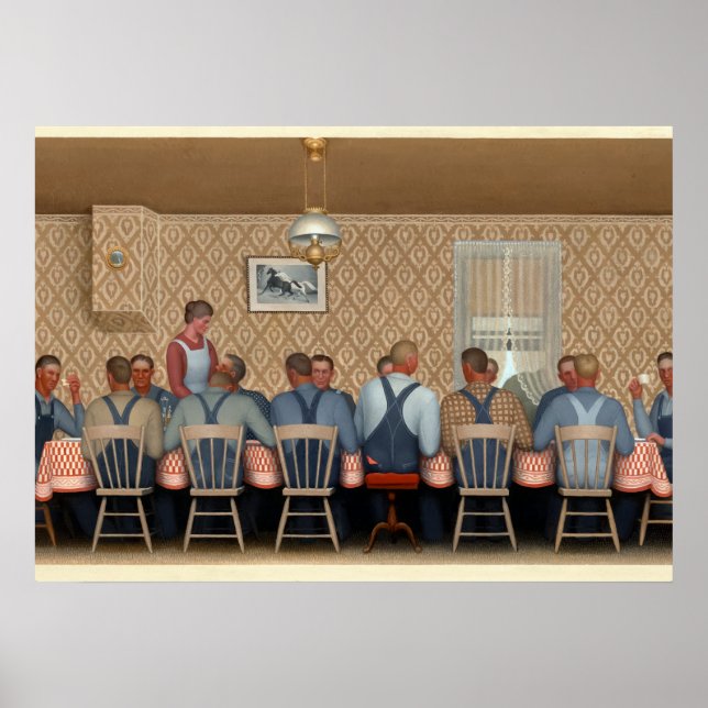 Poster Dîner pour Threshers par Grant Wood (Devant)