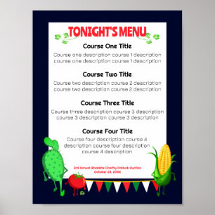Poster dîner soirée cactus mexicain menu de restauration
