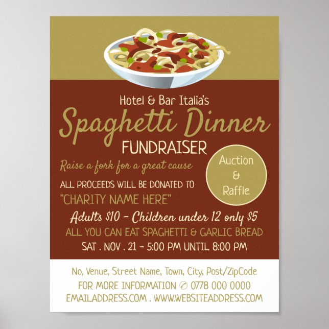 Poster Dîner Spaghetti Moderne Activité de collecte de fo (Devant)
