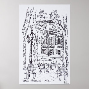 Poster Dîner sur une place Aix en Provence, France