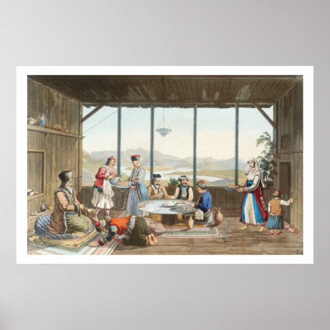 Poster Dîner tenu à Delphi en l'honneur du peintre par (Devant)