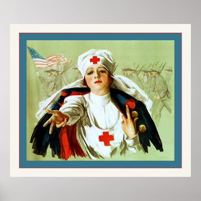 Poster d'infirmière vintage ~ Première Guerre mond (Devant)