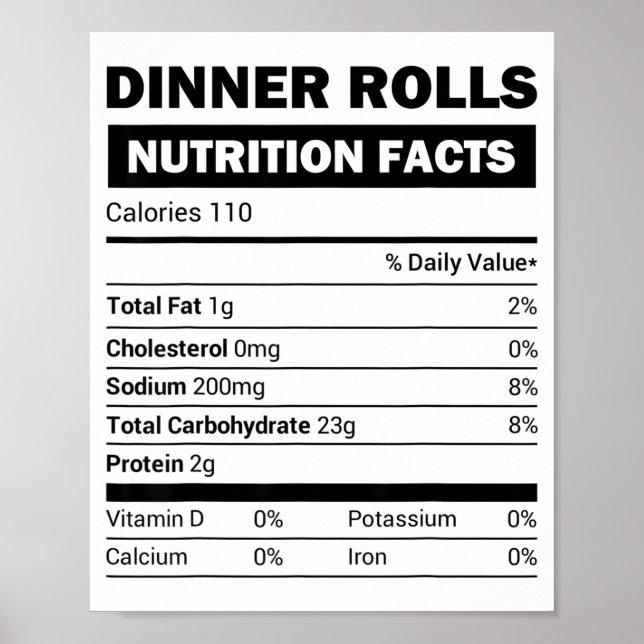 Poster Dinner Rolls Nutrition Facts Family Matching Chris (Devant)