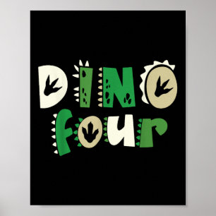 Poster Dino Quatre Anniversaire Dinosaur 4e Anniversaire 