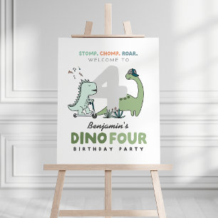 Poster Dino Quatre Anniversaire Symbole de bienvenue