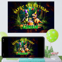 Dino quatre dinosaures heureux modèle d'anniversai