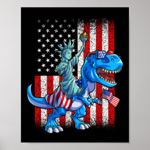 Poster Dino Statue de la Liberté T-shirt 4 juillet garçon