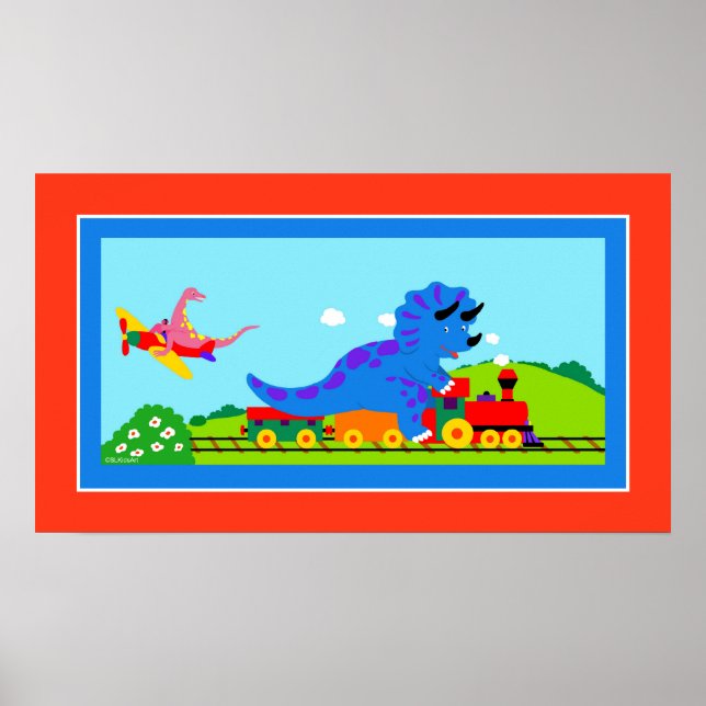 Poster Dinos, Trains et Avions (Devant)