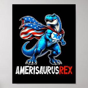 Poster Dinosaur 4 juillet Amerisaurus T Rex Funny