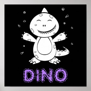 Poster Dinosaur - Animal d'art esquissé en noir et blanc