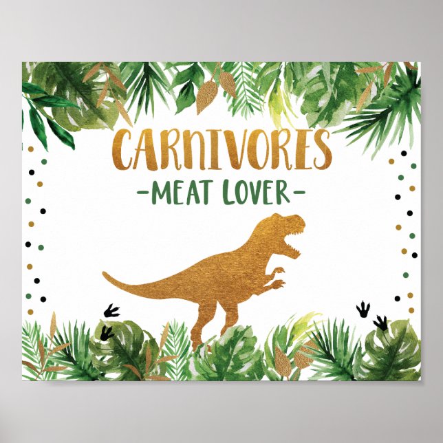Poster Dinosaur Carnivores Panneau de la table d'alimenta (Devant)