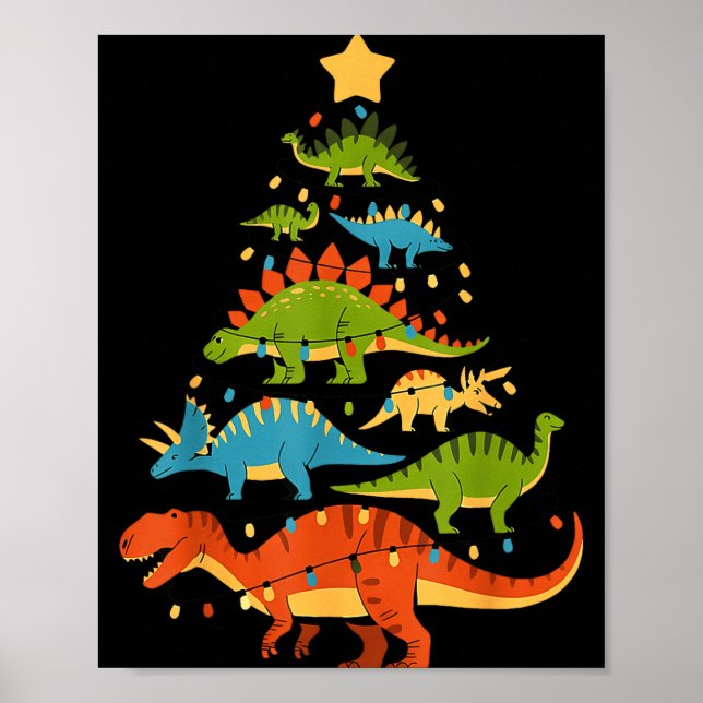 Poster Dinosaur Christmas Tree Dino Trex Dinosaur Lover C (Devant)