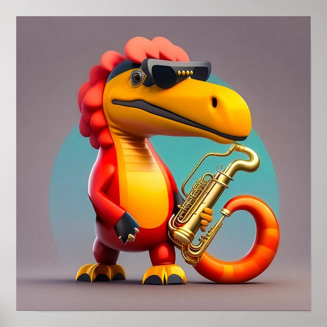 Poster Dinosaur cool - Art Print (Devant)