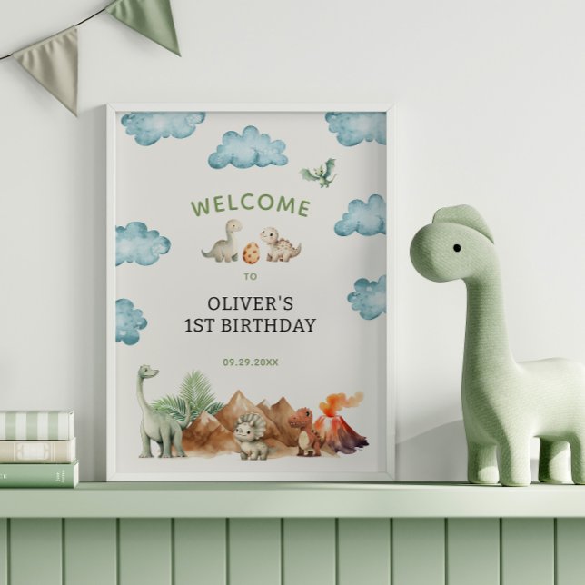 Poster Dinosaur fête d'anniversaire Bienvenue (Créateur téléchargé)