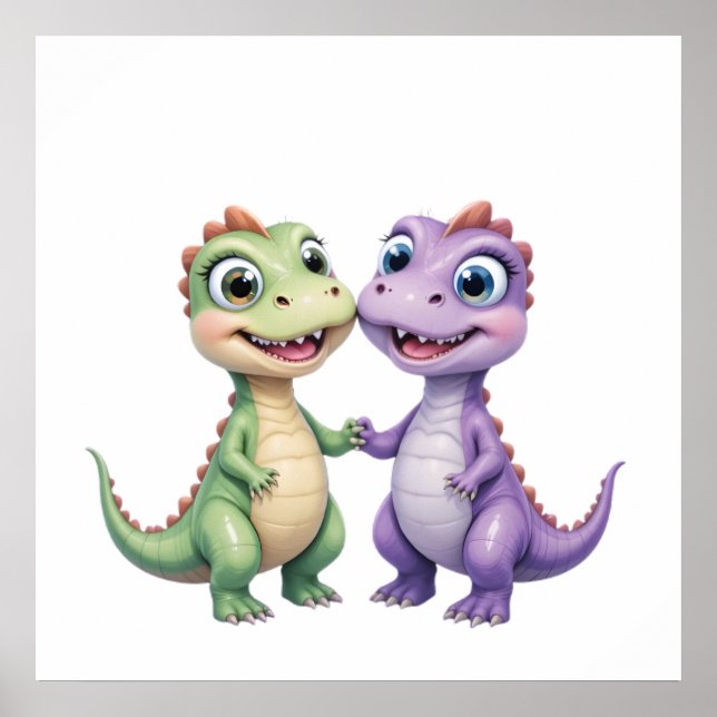 Poster Dinosaur Friends - Pépinière Wall Art Set pour béb (Devant)