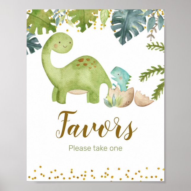Poster Dinosaur Garçon Aquarelle Symbole préféré (Devant)